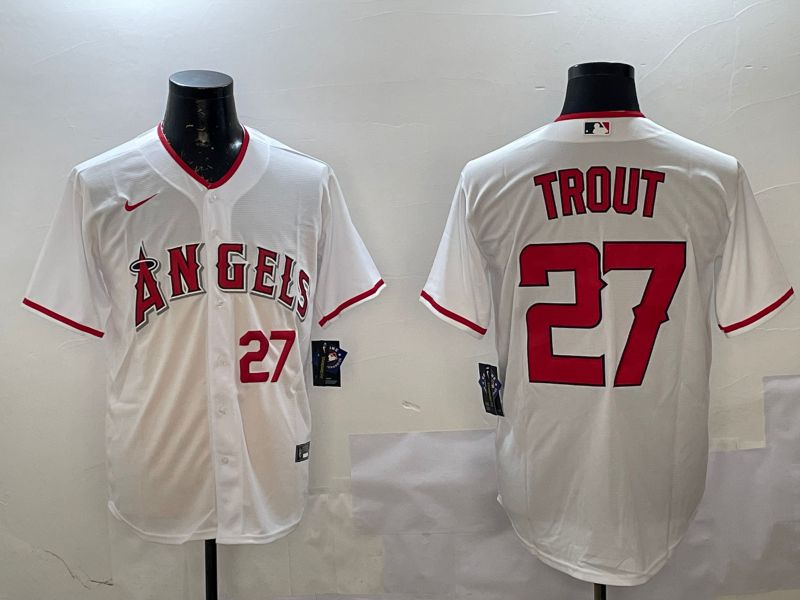 Men Los Angeles Angels #27 Trout White Game 2025 Nike MLB Jersey style 4->los angeles angels->MLB Jersey